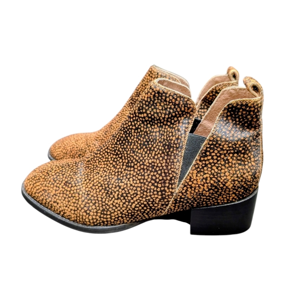 Seychelles Dyed Calf Hair Tan Black Leopard‎ Animal Print Offstage Ankle Boots 7